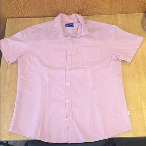 Jack & Jones Men's Pink Textured Cotton Blend Button-Up Shirt
